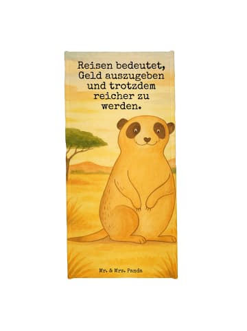 Mr. & Mrs. Panda Saunahandtuch Erdmännchen Design mit Spruch in Sandig