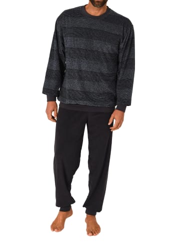 NORMANN Frottee Schlafanzug lang Bündchen Streifen - 81436 in marine