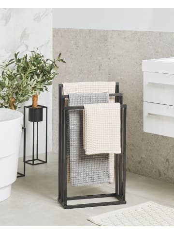 Beliani Handtuchständer CHARRAS in Schwarz/Braun - (W) 45 x (H) 84 x (L) 21 cm