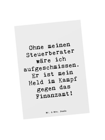 Mr. & Mrs. Panda Grußkarte Spruch Steuerberater Held mit Spruch in Weiß