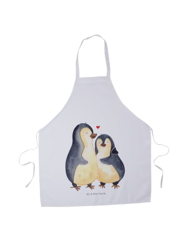 Mr. & Mrs. Panda Kochschürze Pinguin umarmen ohne Spruch in Weiß