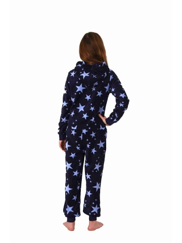 NORMANN Jumpsuit Overall Kapuze Sternen Look Coralfleece - 58840 in marine