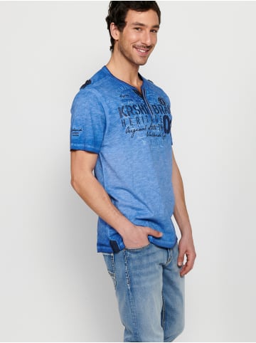 KOROSHI Kurzarm T-Shirt in blau