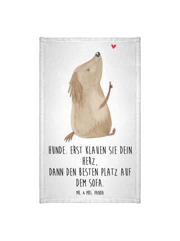 Mr. & Mrs. Panda Gästehandtücher Hund Liebe mit Spruch in Weiß