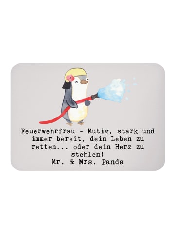 Mr. & Mrs. Panda Magnet Feuerwehrfrau Heldin mit Spruch in Grau Pastell
