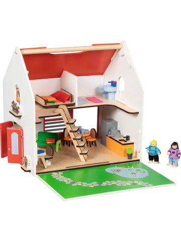 Goki Tragbares Puppenhaus Eco House, mit Zubehör - ab 3 Jahren