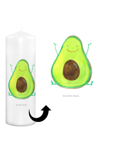 Mr. & Mrs. Panda Stumpenkerze Avocado Glücklich ohne Spruch in Weiß