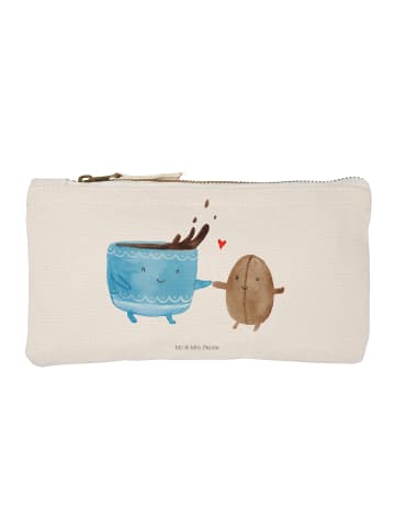 Mr. & Mrs. Panda Kosmetiktasche Kaffee Bohne ohne Spruch in Weiß