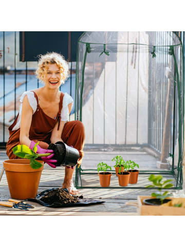 relaxdays Balkongewächshaus in Transparent/ Grün - (B)89 x (H)153 x (T)49 cm