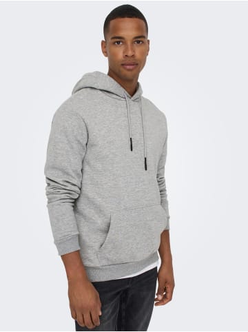 Only&Sons Weicher Kapuzen Pullover Basic Hoodie ONSCERES in Grau-2