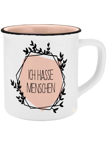 Geda Labels Tasse Ich hasse Menschen Emaille-Optik in Rosa - 400 ml