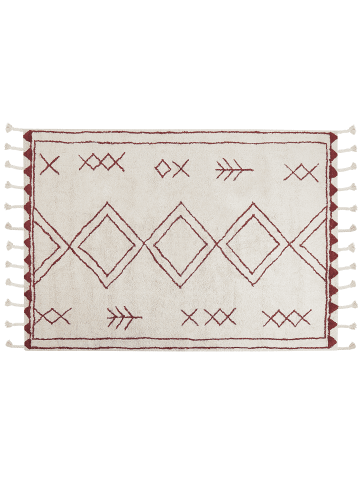 Beliani Kurzflor KENITRA in Weiß/Rot - (W) 140 x (H) 2 x (L) 200 cm