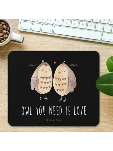 Mr. & Mrs. Panda Mouse Pad Eulen Liebe mit Spruch in Schwarz