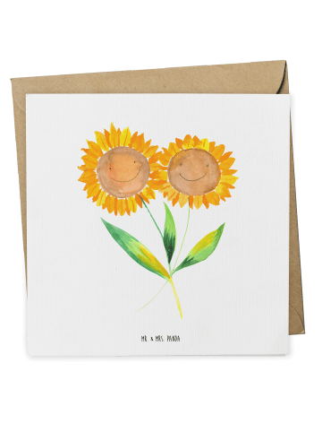Mr. & Mrs. Panda Deluxe Karte Blume Sonnenblume ohne Spruch in Weiß
