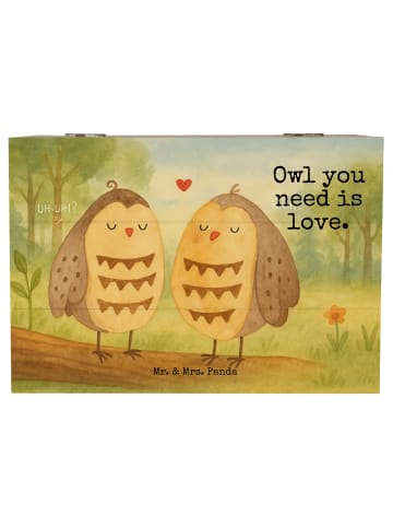 Mr. & Mrs. Panda Schatzkiste Eulen Liebe Design mit Spruch in Weiß