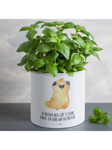 Mr. & Mrs. Panda Pflanzenkübel groß Mops Krone mit Spruch in Weiß