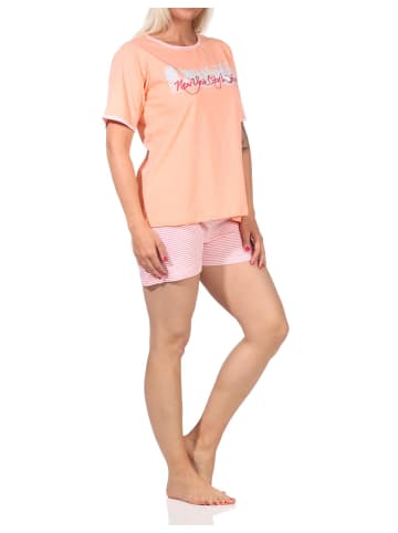 NORMANN ShortySchlafanzug kurze Hose "New York City Loving" - 65261 in apricot