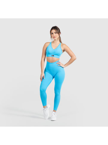 SMILODOX Kompression Leggings Amaze Ripp in Hellblau Melange