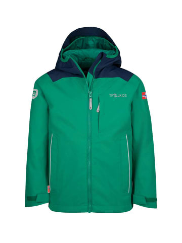 Trollkids Regenjacke "Bergen" in Pfeffergrün/Marineblau