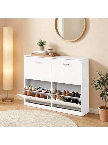 VASAGLE Schuhschrank Custos in Weiß - (B)105.5 x (H)82.7 x (T)24 cm