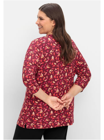 sheego 3/4-Arm-Shirt in weinrot gemustert