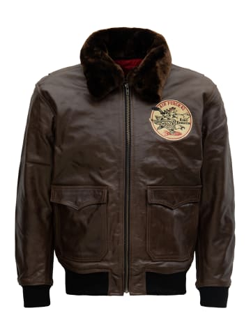 King Kerosin King Kerosin Leder Aviator Jacke Air Force 42 in braun