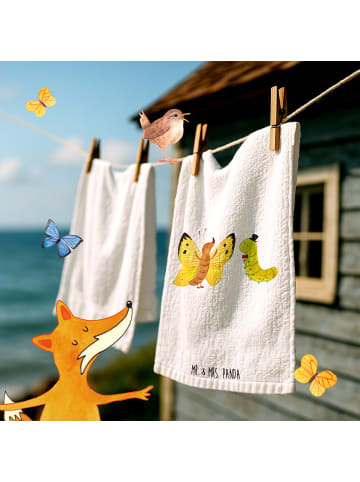 Mr. & Mrs. Panda Handtuch Raupe Schmetterling ohne Spruch in Weiß