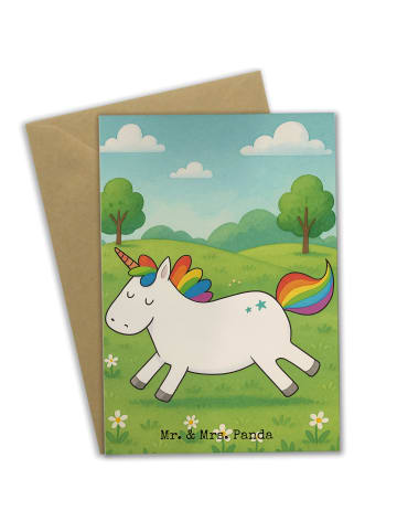 Mr. & Mrs. Panda Grußkarte Einhorn Happy Design ohne Spruch in Weiß
