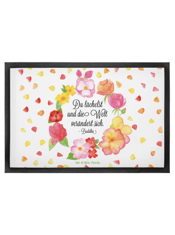 Mr. & Mrs. Panda Fußabtreter Du Lächelst mit Spruch in Bunt