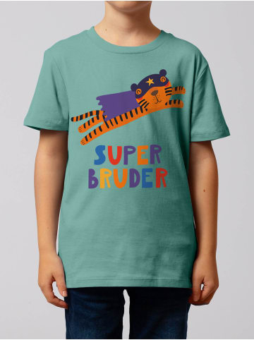 wat? Apparel T-Shirt Tiger Superbruder in Teal Monstera