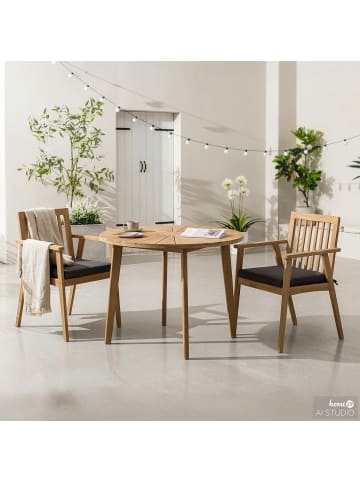 home24 Gartenessgruppe FYLKE 3-teilig in Grau / Braun