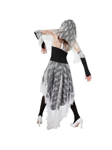 tectake Tailliertes Vokuhila-Kleid, schwarz/weiß