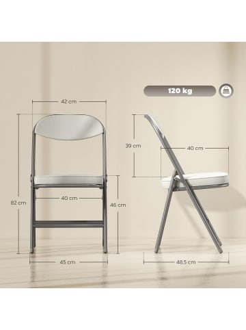 HOMCOM Klappstuhl-48,5L x 45B x 82H cm-Cremeweiß