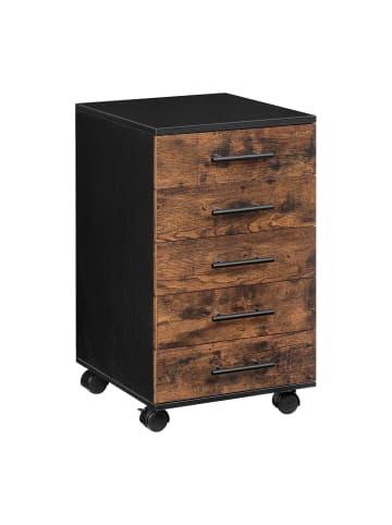 relaxdays Rollcontainer in Schwarz/ Braun - (B)40 x (H)69 x (T)40 cm