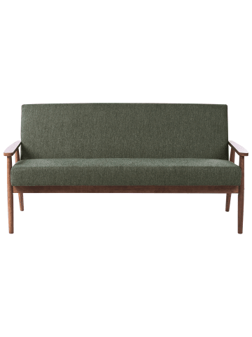Beliani 3-Sitzer Sofa ESRUM in Grün/Braun - (W) 151 x (H) 79 x (L) 72 cm