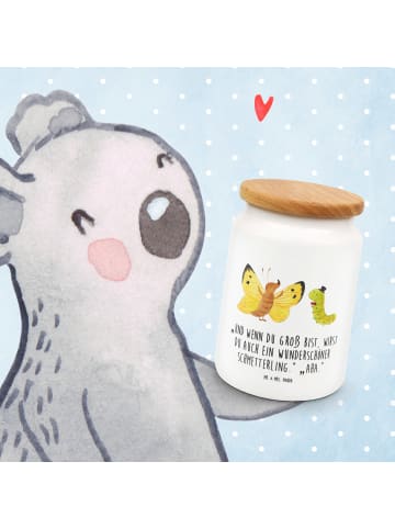 Mr. & Mrs. Panda Teedose Raupe Schmetterling mit Spruch in Weiß