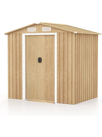 COSTWAY Geräteschuppen 4,36 m³ Türgröße: 84x155cm in Hellbraun
