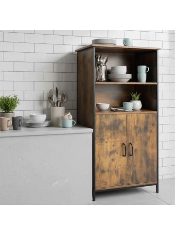 relaxdays Küchenschrank in Braun/ Schwarz- (B)60 x (H)124,5 x (T)30 cm