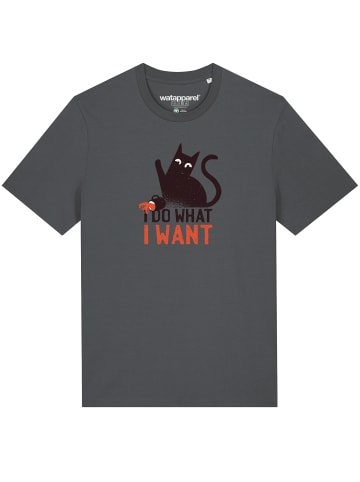 wat? Apparel T-Shirt Cat in Grau