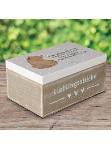 Mr. & Mrs. Panda Holzkiste Bär Schulterblick mit Spruch in Grau Pastell