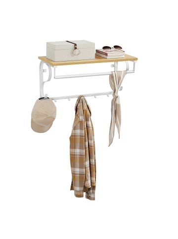 VASAGLE Wandgarderobe Barnet-old in Eichefarben-Weiß - (B)30 x (H)31.7 x (T)60 cm