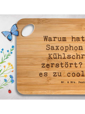 Mr. & Mrs. Panda Holzbrett Spruch Saxophon Kühlschrank mit Spruch in Braun
