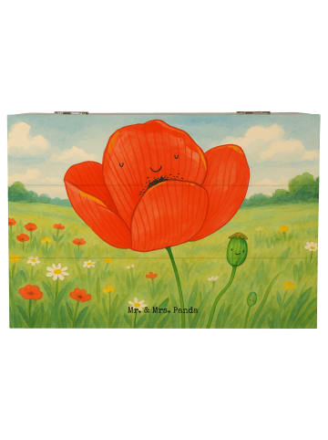 Mr. & Mrs. Panda Holzkiste Blume Mohnblume Design ohne Spruch in Weiß
