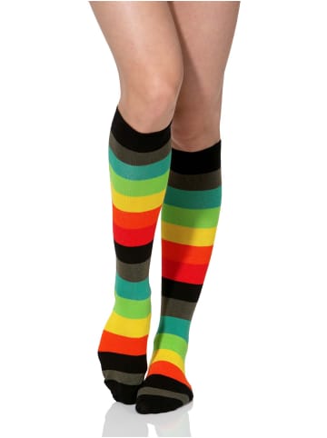 Cotton Prime® Kniestrümpfe 3 Paar, Baumwollkniestrümpfe mit Streifen in Bunt