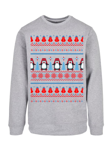 F4NT4STIC Sweatshirt Christmas Pinguin Muster in grau meliert