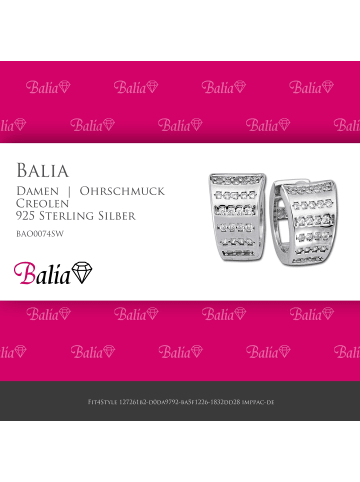 BALIA Silber 925 Damen Creolen Lines Ohrring ca. 0,9cm