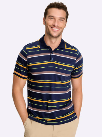 WITT WEIDEN Kurzarmshirt in dunkelblau-ocker-gestreift