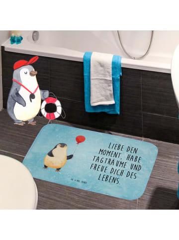 Mr. & Mrs. Panda Duschvorleger Pinguin Luftballon mit Spruch in Eisblau