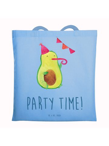 Mr. & Mrs. Panda Tragetasche Avocado Party Zeit mit Spruch in Sky Blue