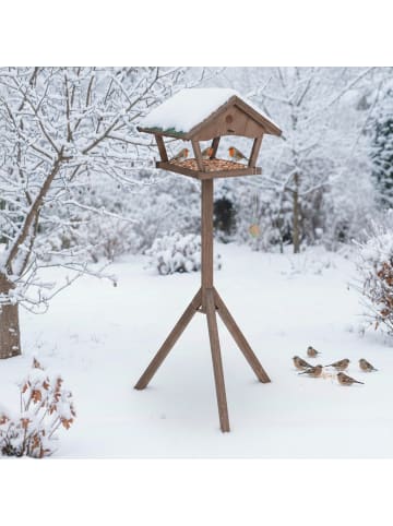 relaxdays Vogelfutterhaus in Braun/ Grün - (B)66 x (H)137 x (T)59 cm